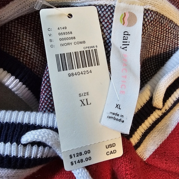 Daily Practice x Anthropologie Sleeveless Mini Dress Hoodie, Ivory & Red - Picture 7 of 7